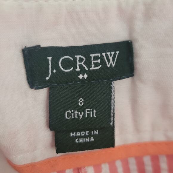 Size 8 J. Crew City Fit salmon pink and white striped seersucker shorts - Picture 4 of 5
